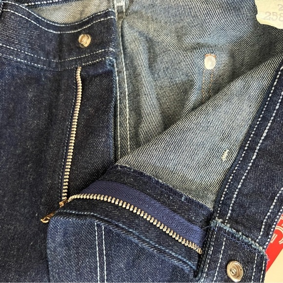 VINTAGE Pizzazz 1970s Denim Straight Leg High Rise Jeans Dark Wash Deadstock - Picture 6 of 13